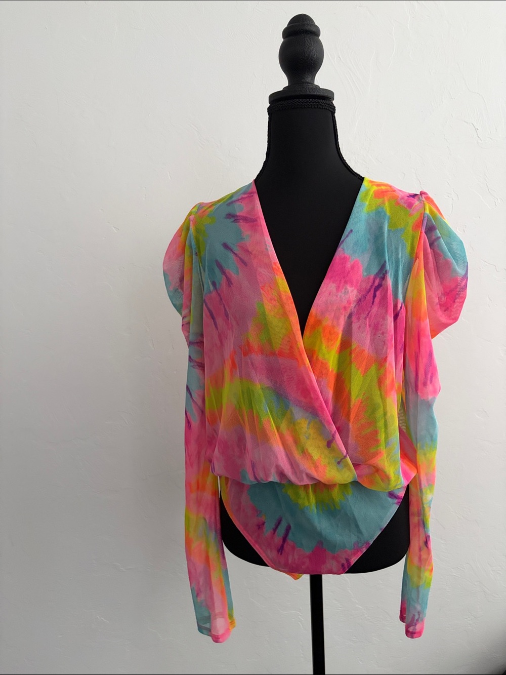 Tie-Dye Surplice Blouse in Pink Multi